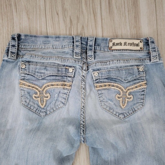 Rock Revival Denim - Rock Revival Vivian Crop Distressed Jeans Size 30 Blue